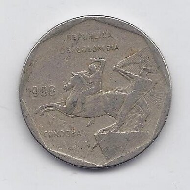 COLOMBIA 10 PESOS 1988 KM # 270 F 1
