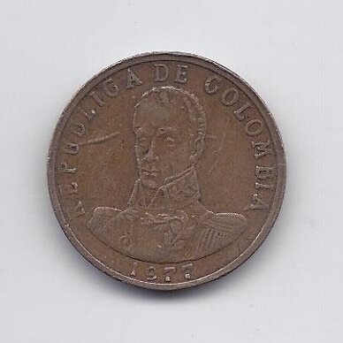 COLOMBIA 2 PESOS 1977 KM # 263 VF 1