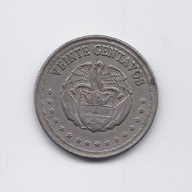 COLOMBIA 20 CENTAVOS 1956 KM # 215.1 VF