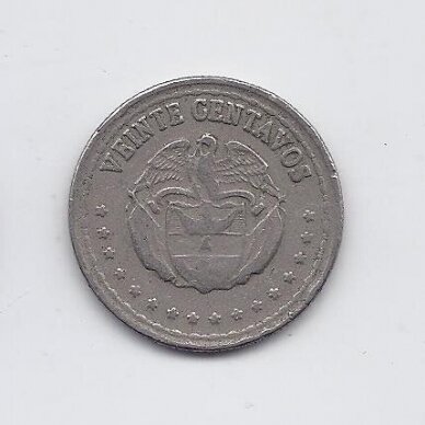 COLOMBIA 20 CENTAVOS 1959 KM # 215.1 VF