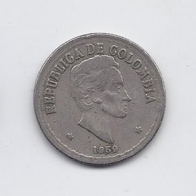 COLOMBIA 20 CENTAVOS 1959 KM # 215.1 VF 1