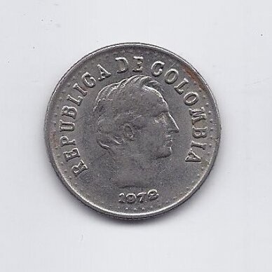 COLOMBIA 20 CENTAVOS 1972 KM # 246 VF 1