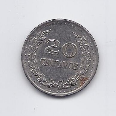 COLOMBIA 20 CENTAVOS 1972 KM # 246 VF