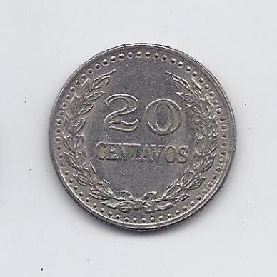 COLOMBIA 20 CENTAVOS 1973 KM # 246 VF