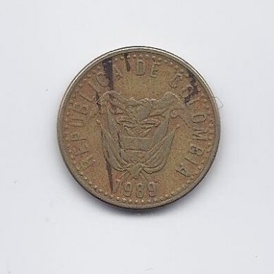 COLOMBIA 20 PESOS 1989 KM # 282 VF 1