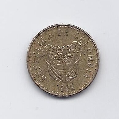 COLOMBIA 20 PESOS 1992 KM # 282 VF 1