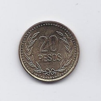 COLOMBIA 20 PESOS 2003 KM # 282 AU/UNC
