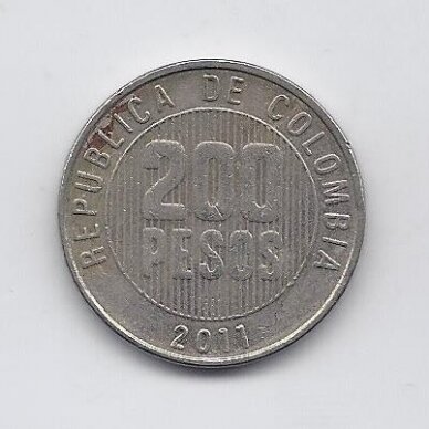 COLOMBIA 200 PESOS 2011 KM # 287 VF