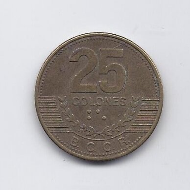 COSTA RICA 25 COLONES 2007 KM # 229c VF