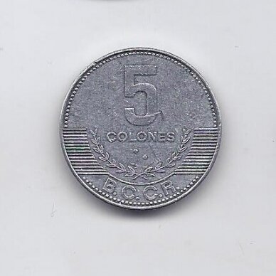 COSTA RICA 5 COLONES 2012 KM # 227b VF