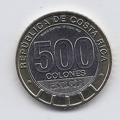 KOSTA RIKA 500 COLONES 2021 KM # 241 UNC 200 m. Nepriklausomybei 1