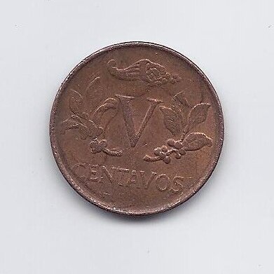 COLOMBIA 5 CENTAVOS 1970 KM # 206a VF