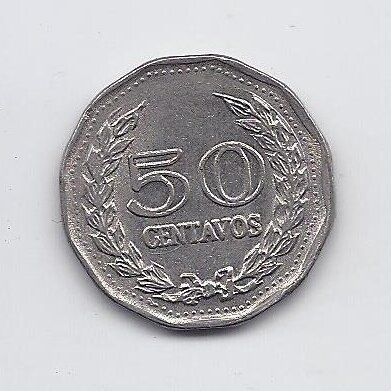 COLOMBIA 50 CENTAVOS 1970 KM # 244 VF