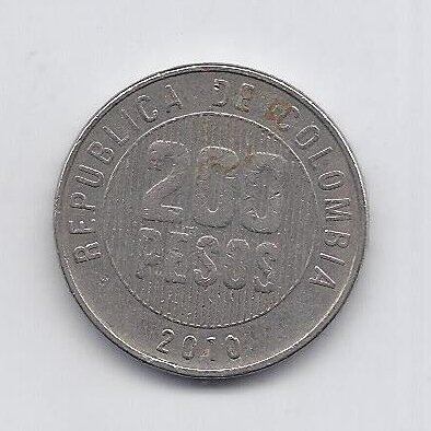 COLOMBIA 200 PESOS 2010 KM # 287 VF