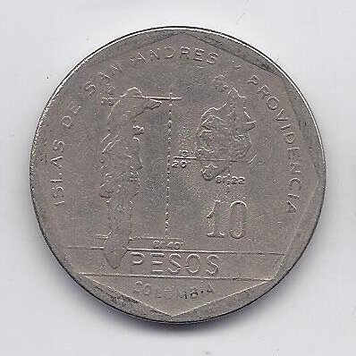 COLOMBIA 10 PESOS 1981 KM # 270 VF
