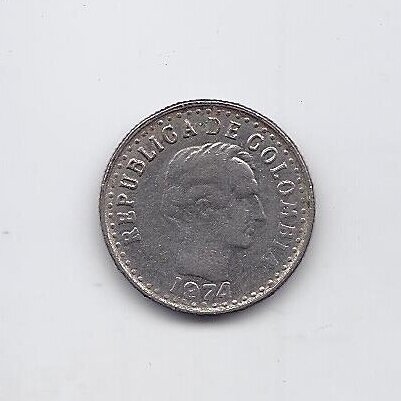 COLOMBIA 10 CENTAVOS 1974 KM # 253 VF 1