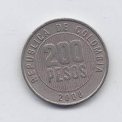 COLOMBIA 200 PESOS 2008 KM # 287 VF