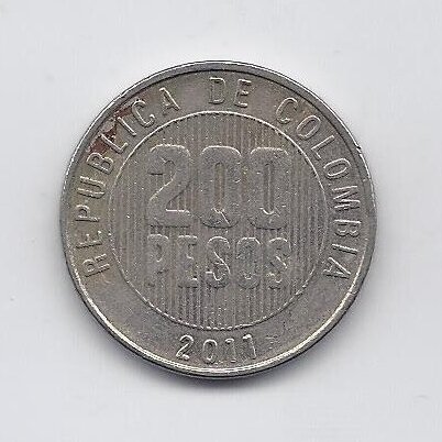 COLOMBIA 200 PESOS 2011 KM # 287 VF