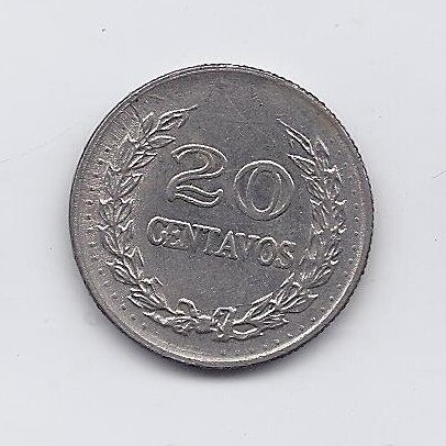COLOMBIA 20 CENTAVOS 1971 KM # 246 VF