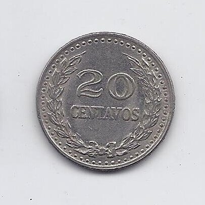 COLOMBIA 20 CENTAVOS 1973 KM # 246 VF