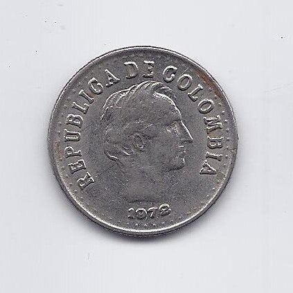 COLOMBIA 20 CENTAVOS 1972 KM # 246 VF 1