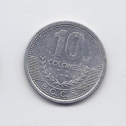 COSTA RICA 10 COLONES 2008 KM # 228b VF