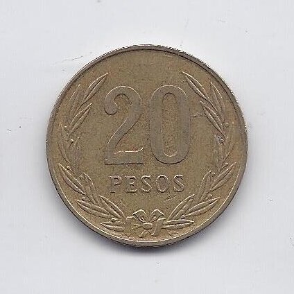 COLOMBIA 20 PESOS 1985 KM # 271 VF