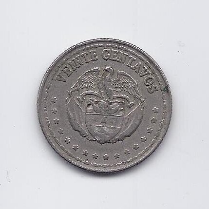 COLOMBIA 20 CENTAVOS 1956 KM # 215.1 VF