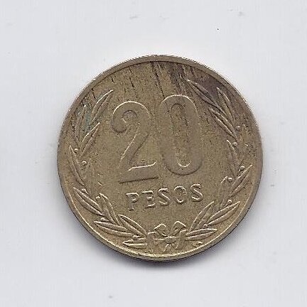 COLOMBIA 20 PESOS 1988 KM # 271 VF