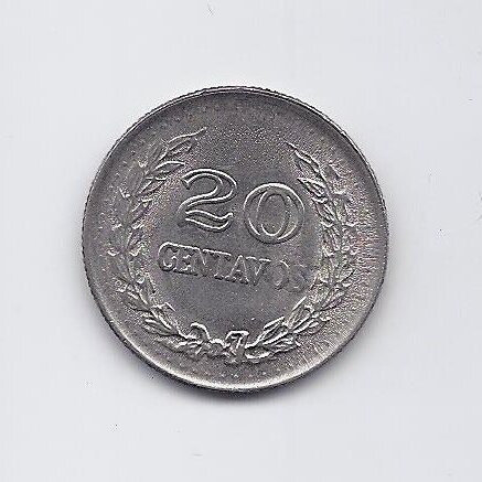 COLOMBIA 20 CENTAVOS 1971 KM # 245 VF