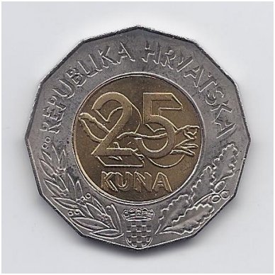 KROATIJA 25 KUNA 1999 KM # 64 AU Euro valiuta 1