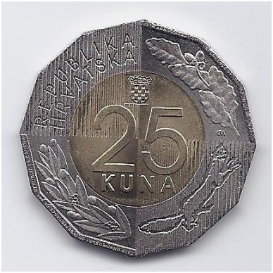 CROATIA 25 KUNA 2016 KM # 111 AU 25th Independence anniversary 1