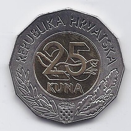 CROATIA 25 KUNA 2000 KM # 65 AU Baby 1