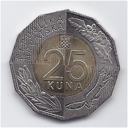 CROATIA 25 KUNA 2016 KM # 111 AU 25th Independence anniversary 1