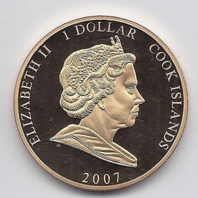 COOK ISLANDS 1 DOLLAR 2007 KM # new UNC Diamond Wedding 1