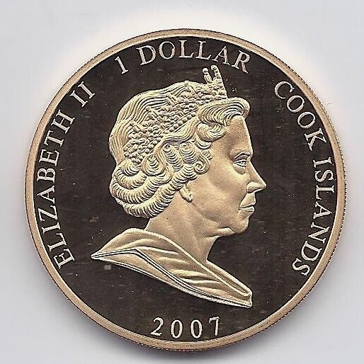 COOK ISLANDS 1 DOLLAR 2007 KM # new UNC Diamond Wedding 1