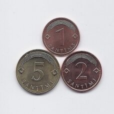 LATVIJA 2007 - 2009 m. trijų monetų rinkinukas