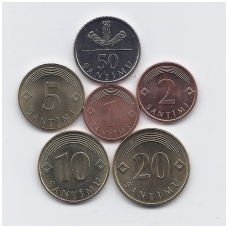 LATVIJA 2007 - 2009 m. 6 monetų rinkinukas