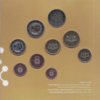 LATVIJA 2022 m. Oficialus bankinis euro monetų rinkinys "Finansinis raštingumas" su progine 2 eurų moneta 1
