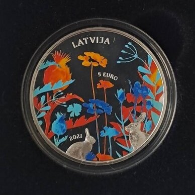 LATVIJA 5 EURO 2021 KM # 216 PROOF Stebuklų moneta 1