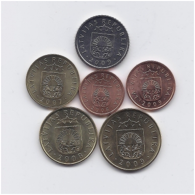 LATVIJA 2007 - 2009 m. 6 monetų rinkinukas 1