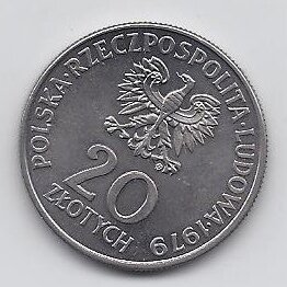 POLAND 20 ZLOTE 1979 Y # 99 VF YEAR OF CHILDREN 1