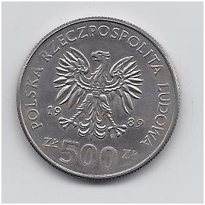 POLAND 500 ZLOTYCH 1989 Y # 194 XF Wladysław II Jagiello 1