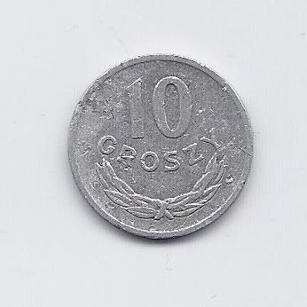 POLAND 10 GROSZY 1969 Y # AA47 VF