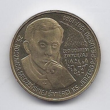 POLAND 2 ZLOTE 2009 Y # 700 AU Jerzy Popieluszko
