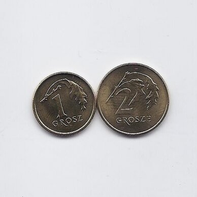 POLAND 1 and 2 GROSZE 2007 Y # 276 - 277 UNC