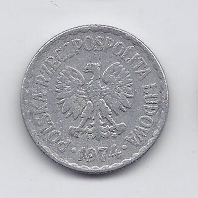 POLAND 1 ZLOTY 1974 Y # 49.1 VF 1