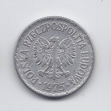 POLAND 1 ZLOTY 1975 Y # 49.1 VF 1