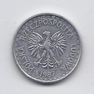 POLAND 1 ZLOTY 1987 Y # 49.2 VF 1