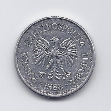 POLAND 1 ZLOTY 1988 Y # 49.2 VF 1